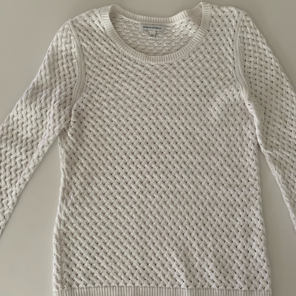 Banana Republic cotton crew pointelle sweater